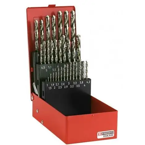 Jeu De 32 Forets FACOM Tailles 1-10.5 Mm - 222A.TJ32 1 Jeu De 32 Forets FACOM Tailles 1-10.5 Mm - 222A.TJ32